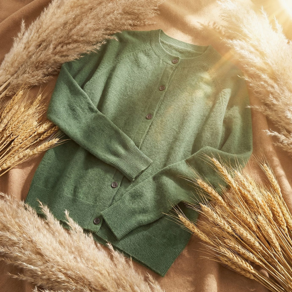 Damen-Strickjacke aus Merinowolle mit langen Ärmeln und Knopfleiste