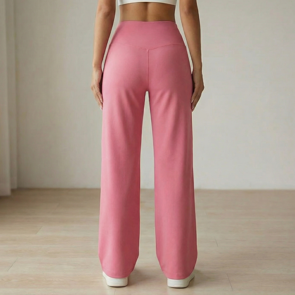 Damen-Yogahose mit weitem Bein und Crossover-Bund
