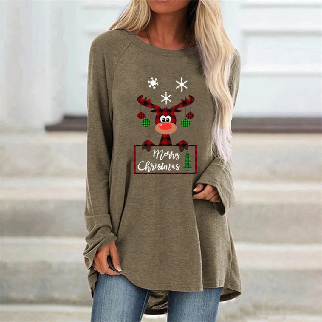 Festlicher Damen-Longpullover aus warmem Strick