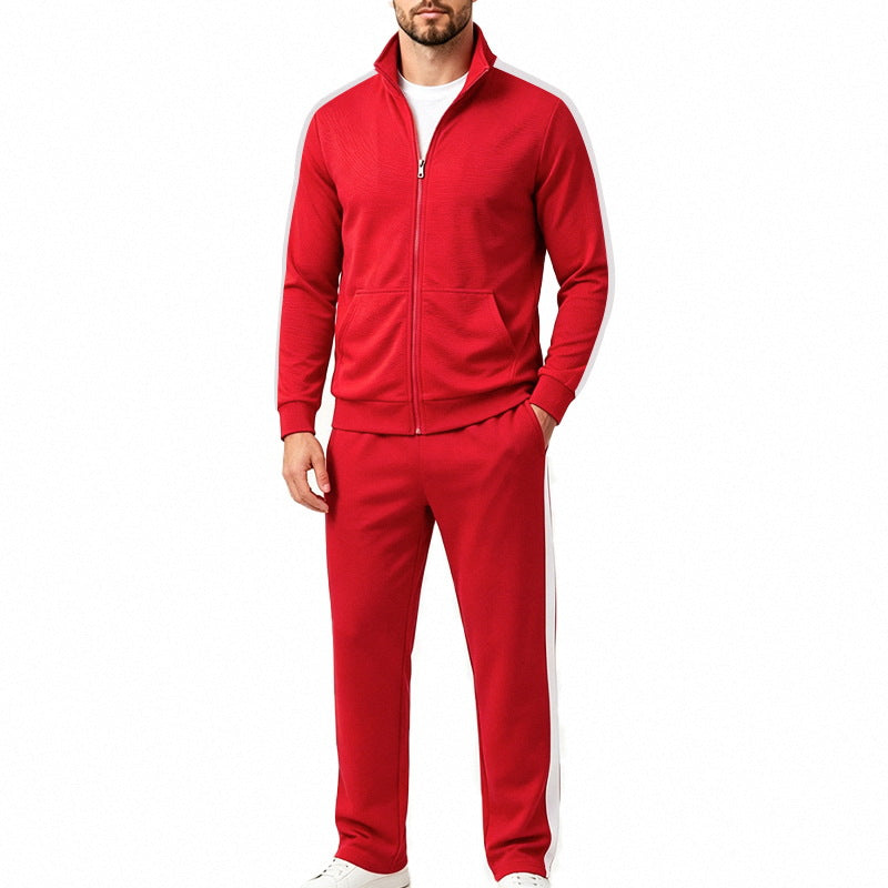 Herren-Sportanzug-Set mit Kontraststreifen, Reißverschlussjacke und Jogginghose