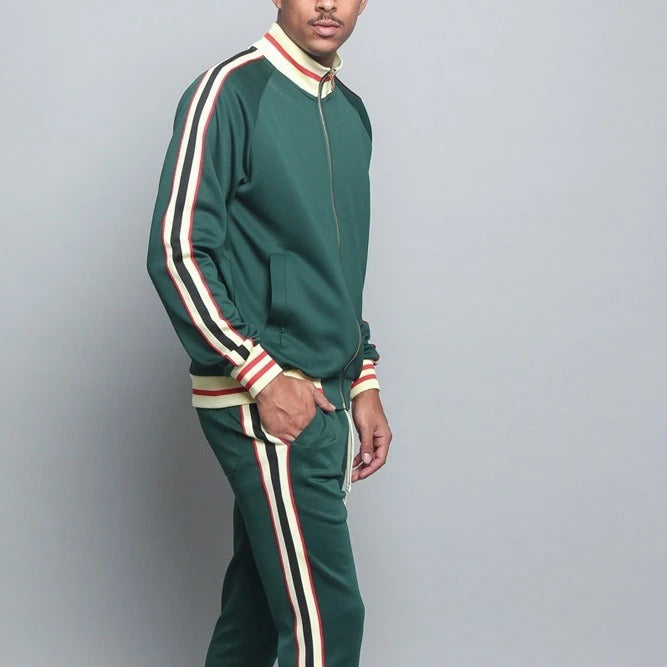 Herren-Trainingsanzug – Gestreifte Jacke und Jogginghose – bequemer Zweiteiler