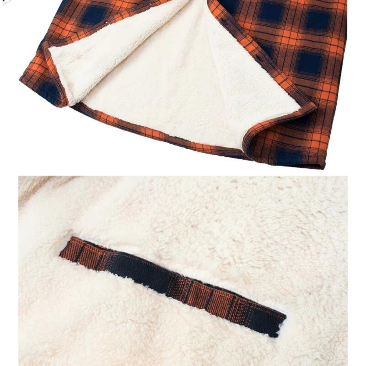 Karierte Herren-Hemdjacke mit Sherpa-Futter