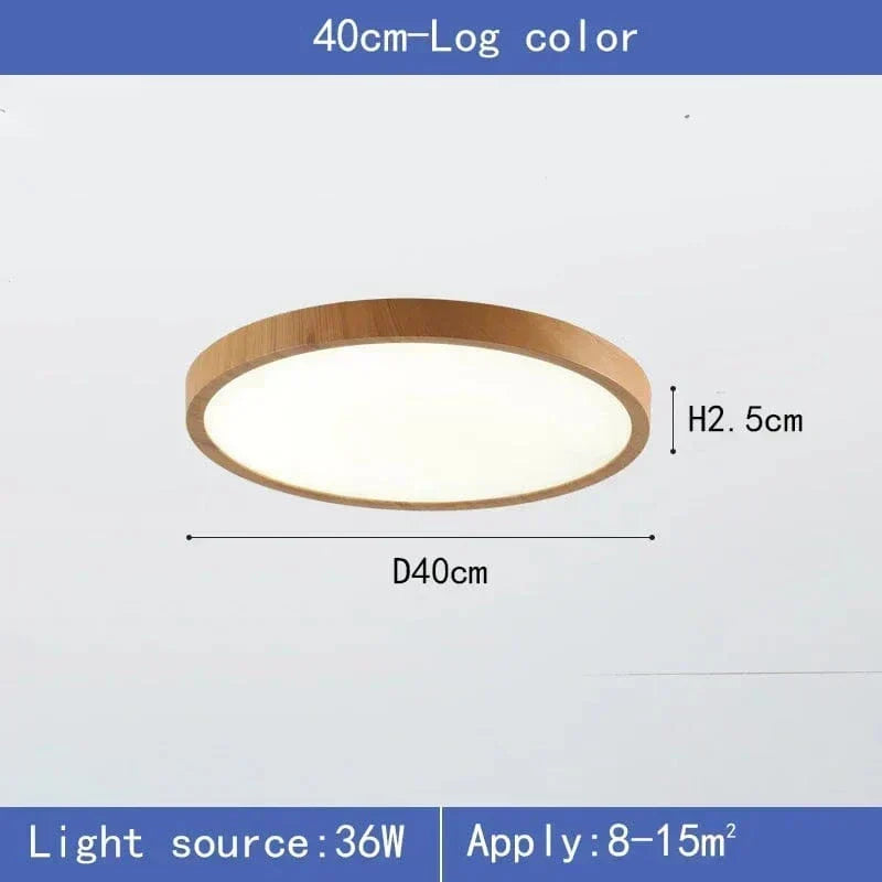 Moderne runde und ultradünne LED-Deckenleuchte in Holzoptik