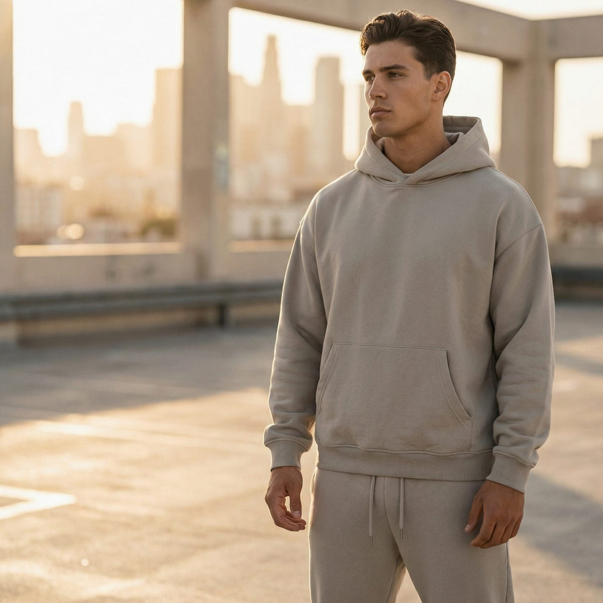 Oversized Herren-Jogginganzug aus Fleece mit Hoodie und Jogginghose