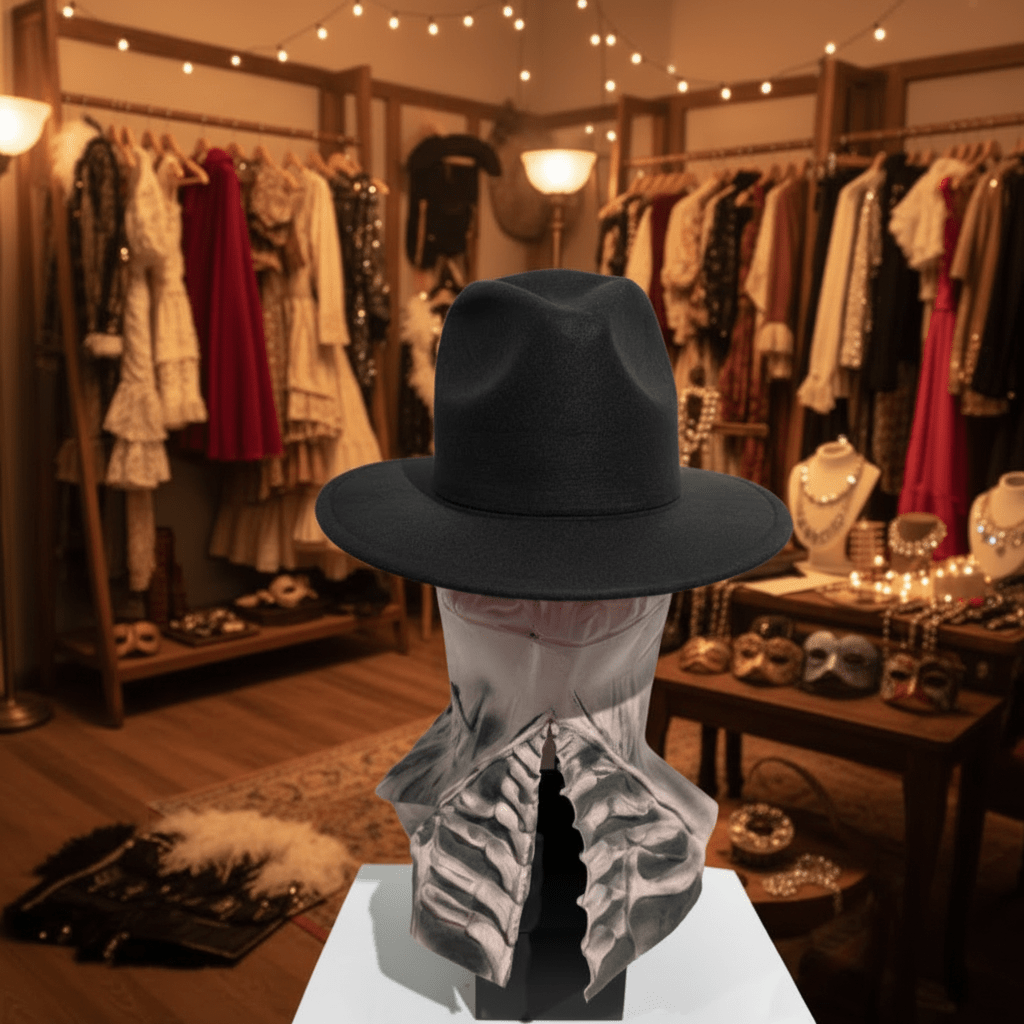 Realistische Skelettmaske mit optionalem Hut für Halloween