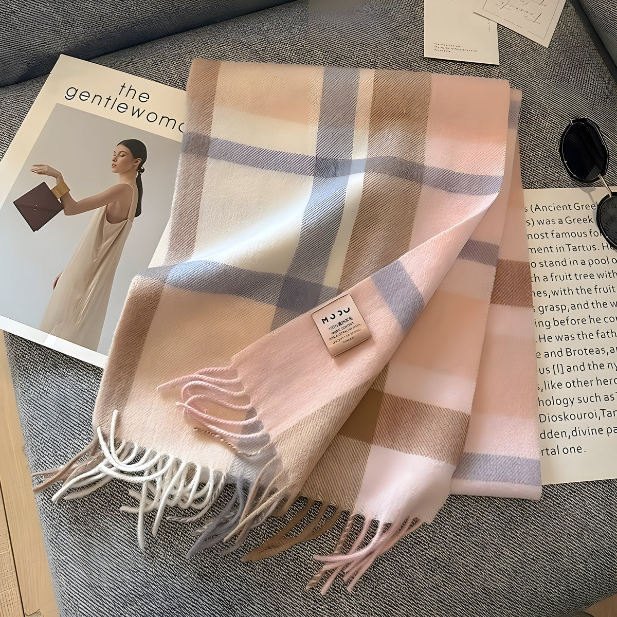 Stilvoller karierter Damen-Winterschal aus Kaschmir im britischen Stil