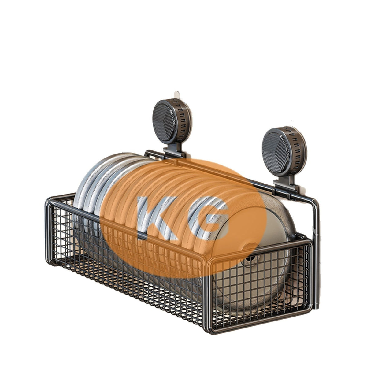 Wandmontiertes Aufbewahrungskorb-Set aus Drahtgeflecht mit Saugnäpfen und verstellbarem 2-stufigem Regal
