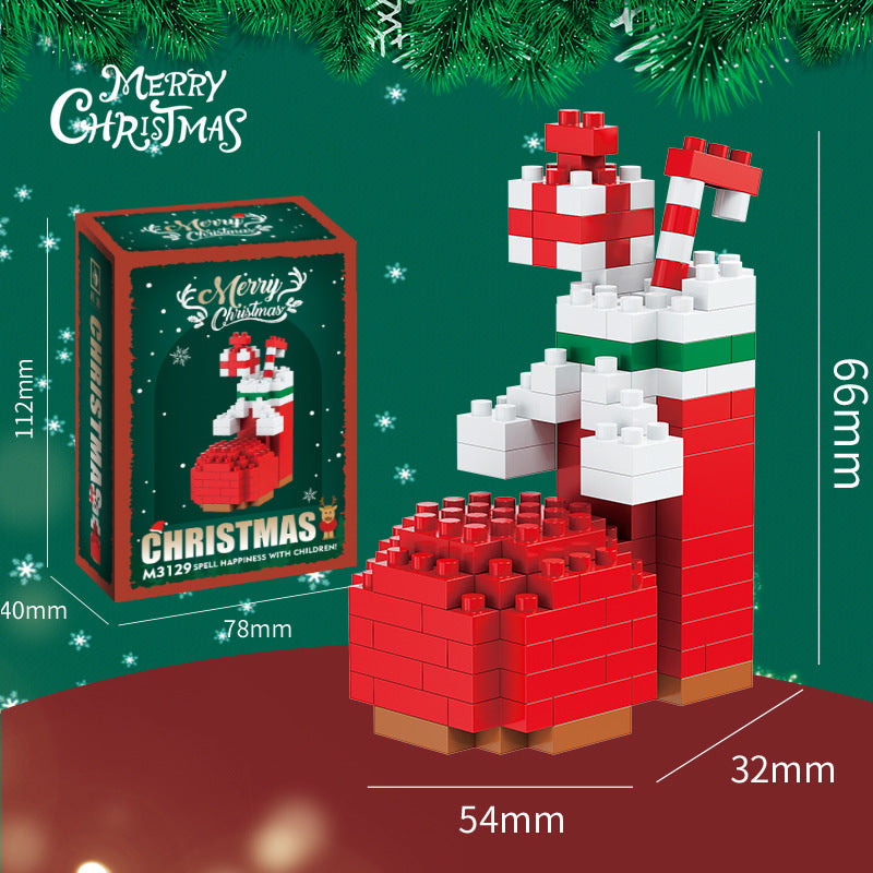 Weihnachtliche Mini-Bausteinfiguren – Geschenkset mit Weihnachtsmann, Schneemann, Rentier und Baum