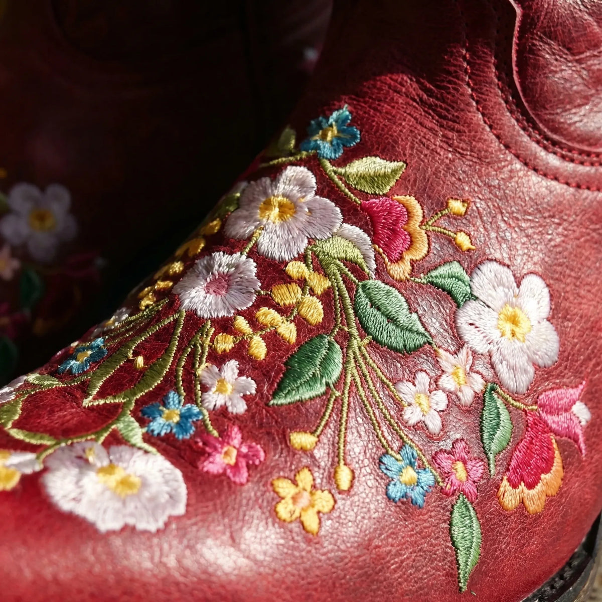 Western-Stiefeletten mit Blumenstickerei