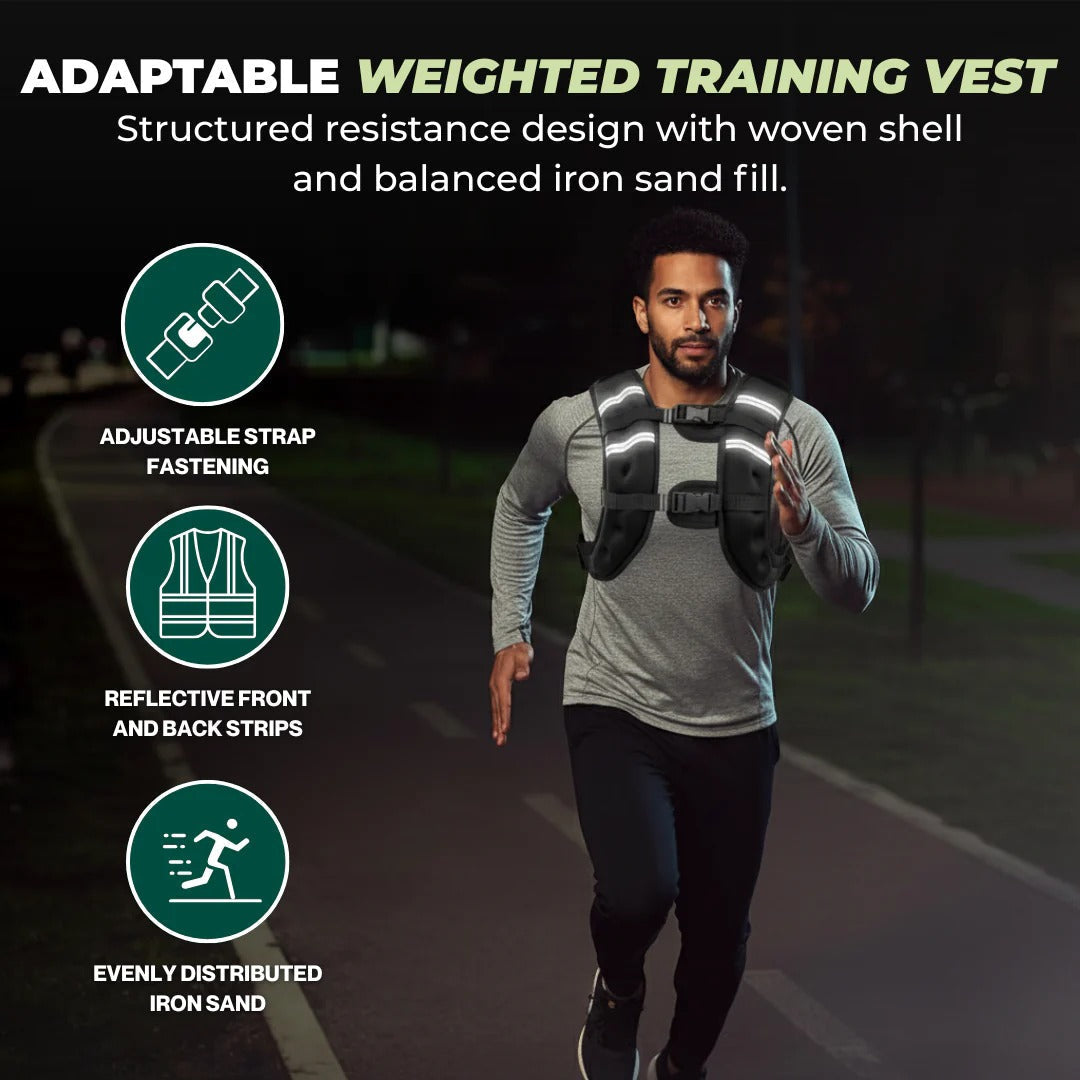 Atmungsaktive Gewichtsweste mit Reflektorstreifen für Ausdauer- und Krafttraining