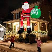 Aufblasbarer kletternder XXL-Weihnachtsmann mit LED-Beleuchtung, Weihnachtsdekoration für den Außenbereich