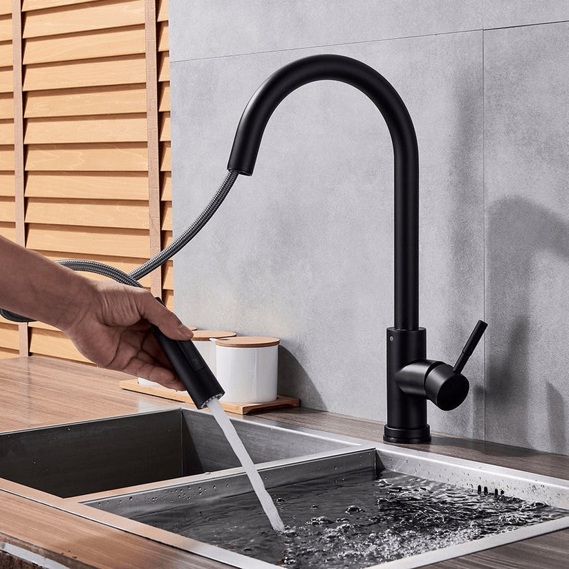 Ausziehbare Küchenarmatur mit optionaler Berührungssteuerung – Mischbatterie mit flexiblem Auslauf, moderner Wasserhahn aus Messing