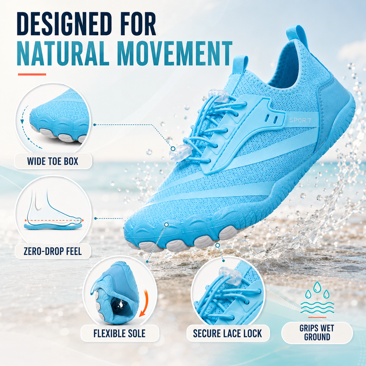 Barfuß-Wasserschuhe – schnelltrocknende, rutschfeste Strandschuhe