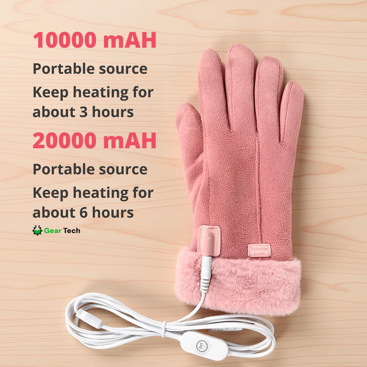 Beheizbare Winterhandschuhe für Damen – wasserdichte Thermo-Handschuhe mit Touchscreen-Funktion, über USB aufladbar