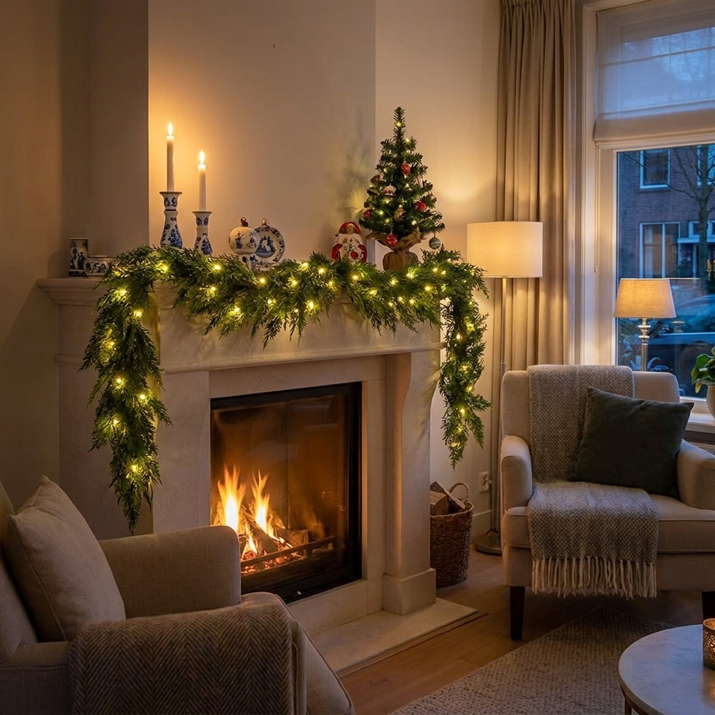 Beleuchtete Weihnachts-Zederngirlande