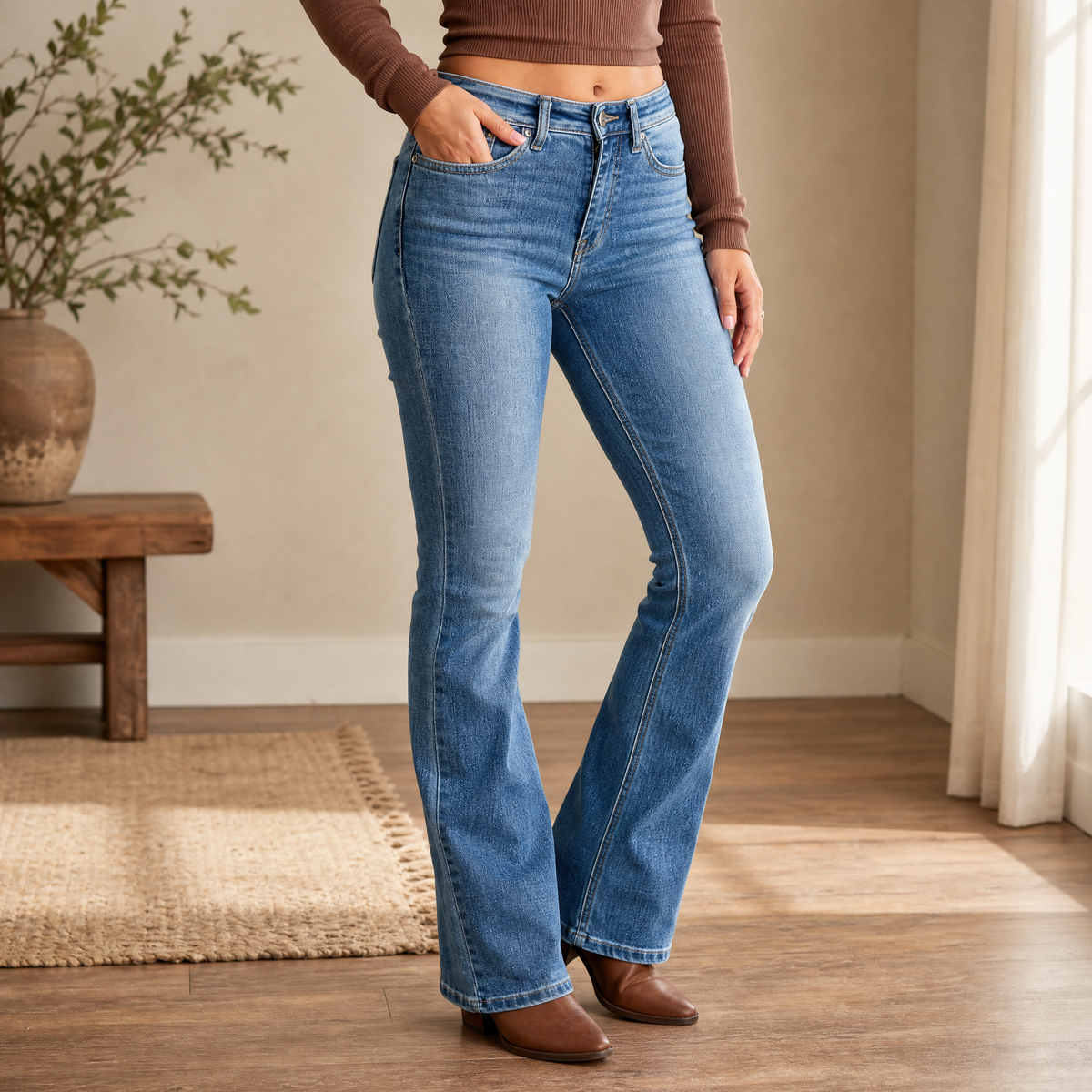 Bootcut-Jeans mit Bauch-weg-Effekt