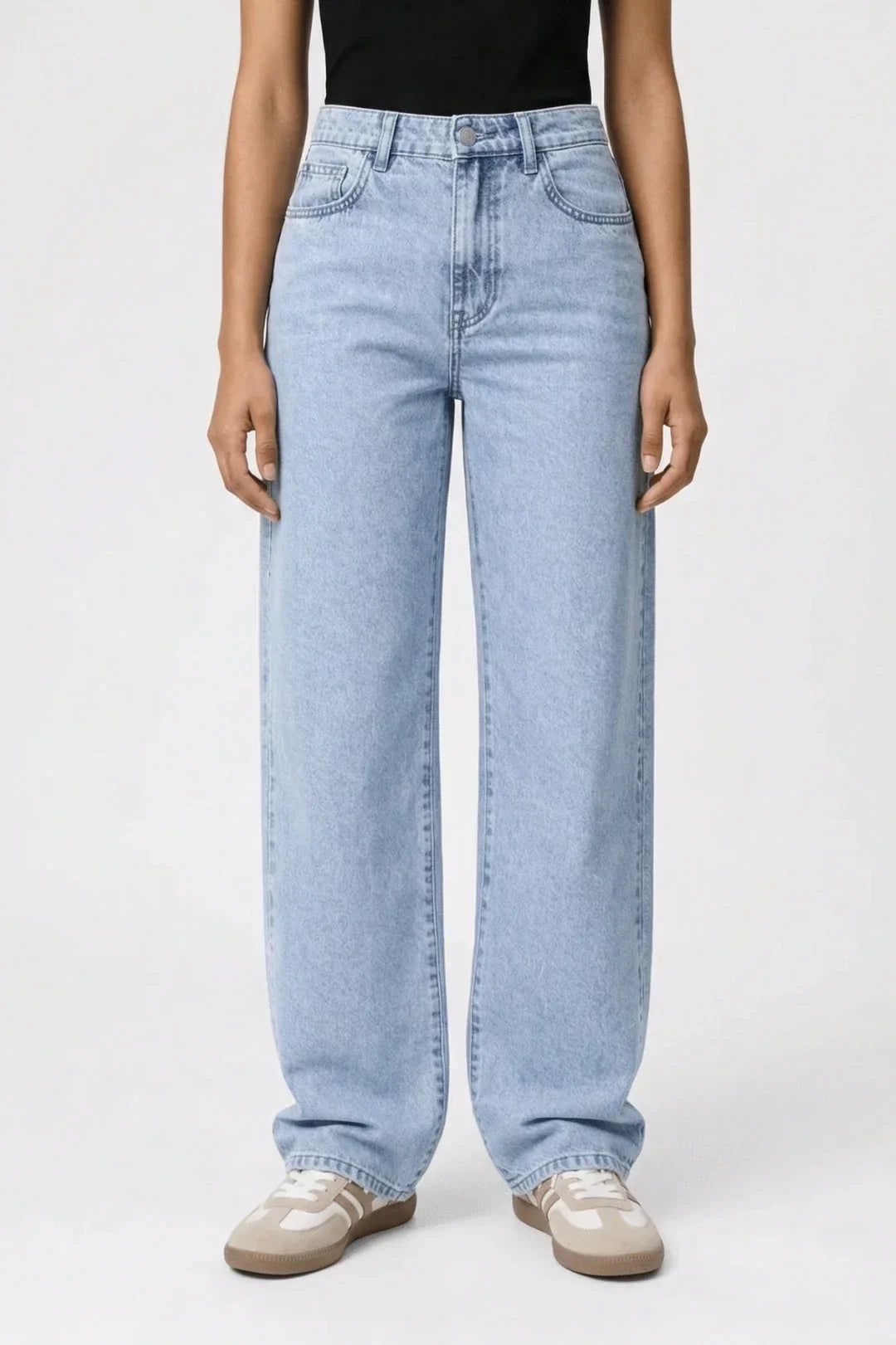 Damen-Baggy-Jeans in Hellblau mit High-Waist-Passform