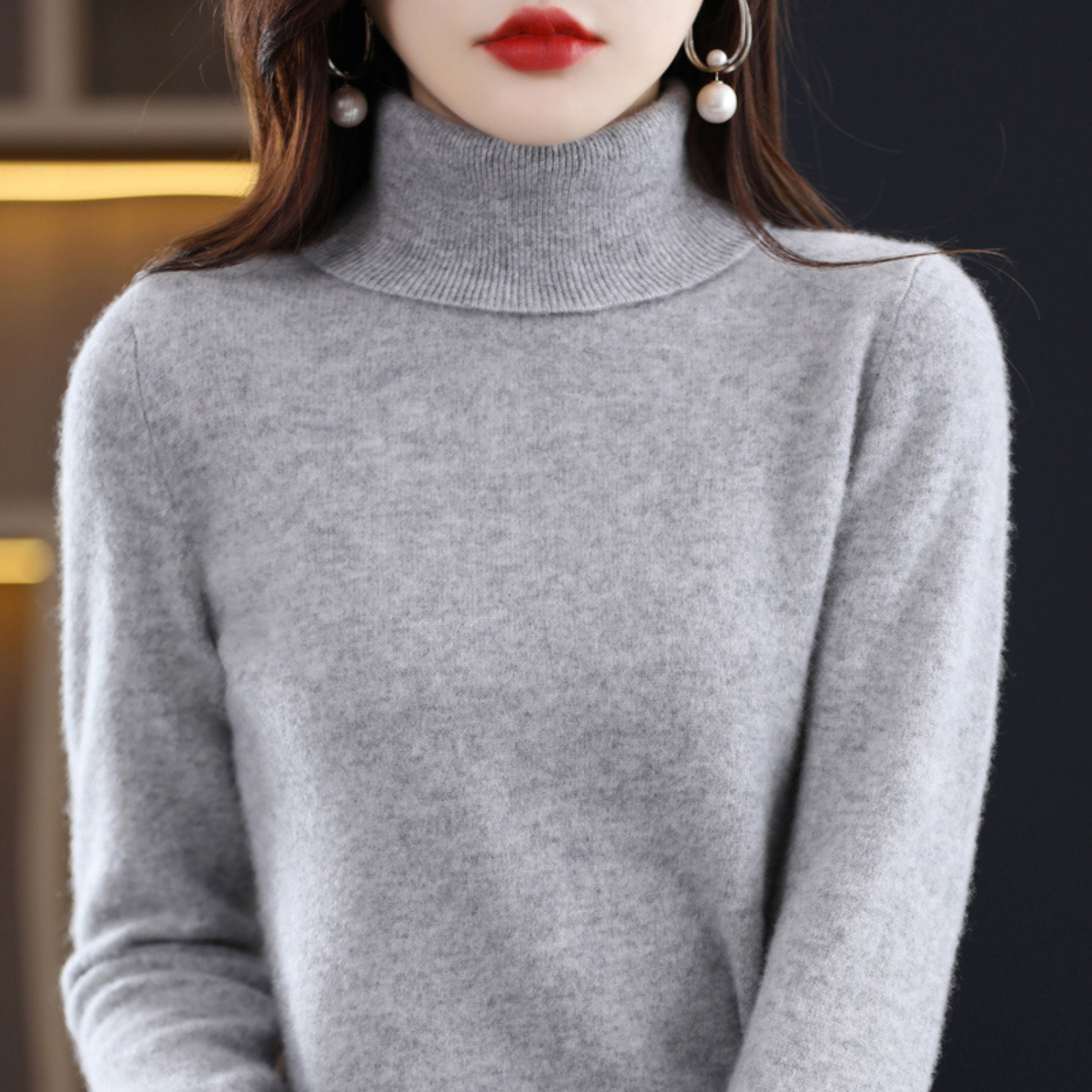 Damen-Kaschmir-Rollkragenpullover für den Winter