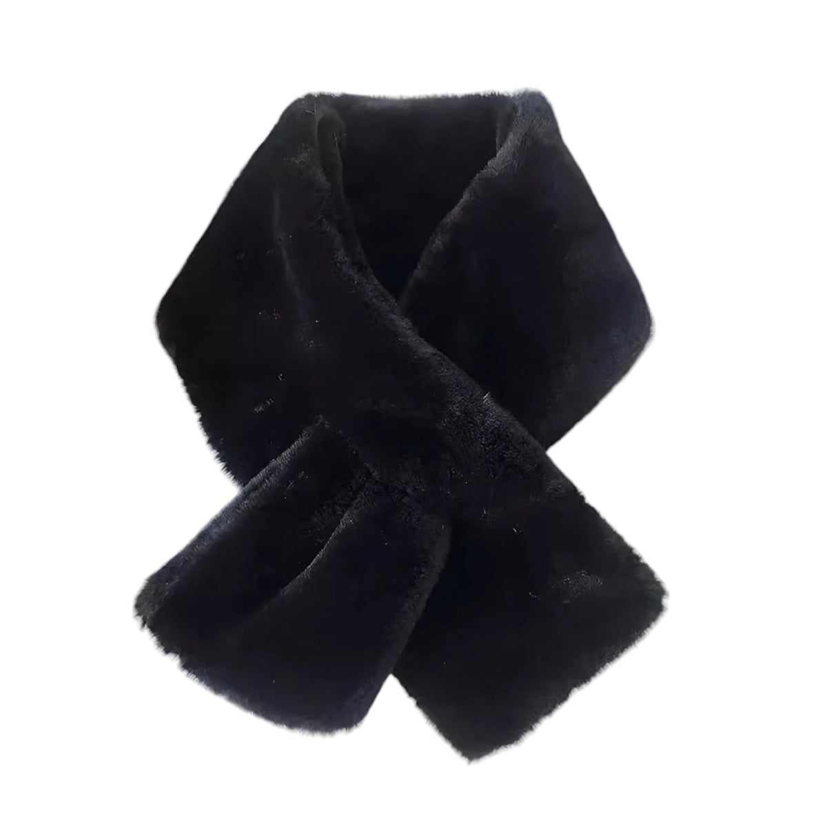 Damen-Plüschschal aus Kaninchenfell-Imitat mit Kreuzdesign – weicher Halswärmer für Herbst und Winter