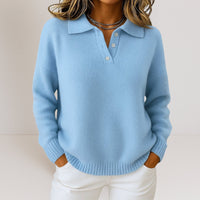 Damen-Pullover mit Polokragen und Knopfleiste