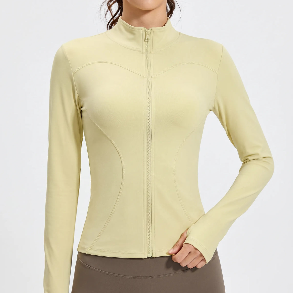 Damen-Sportjacke mit Reißverschluss, langärmlig und tailliert