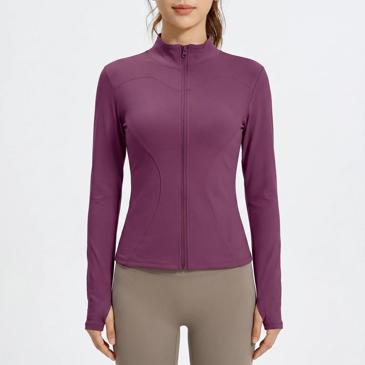 Damen-Sportjacke mit Reißverschluss, langärmlig und tailliert