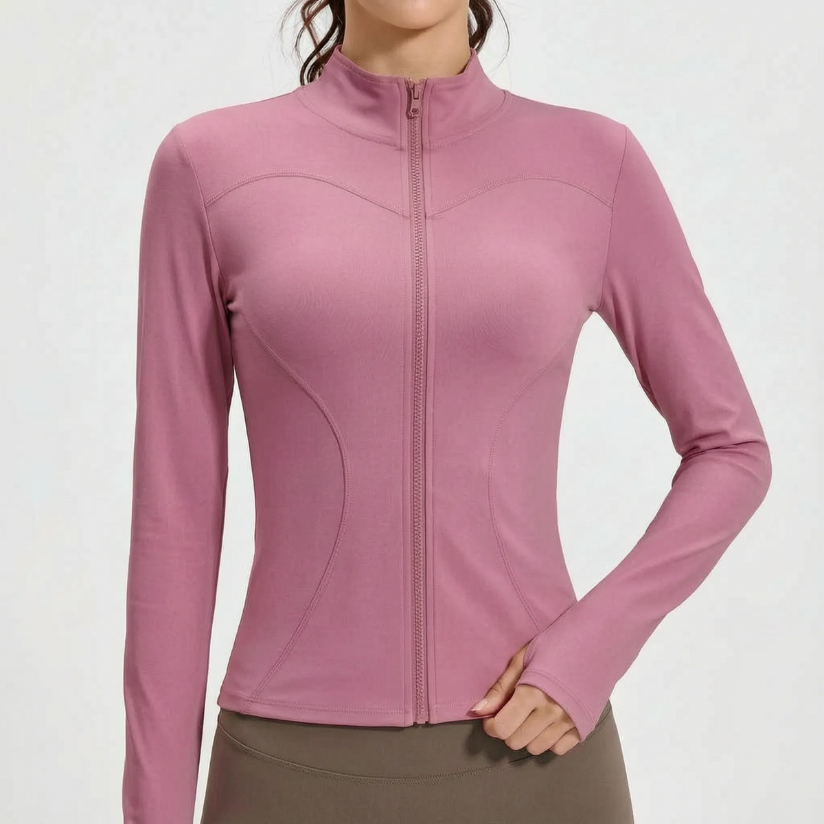 Damen-Sportjacke mit Reißverschluss, langärmlig und tailliert