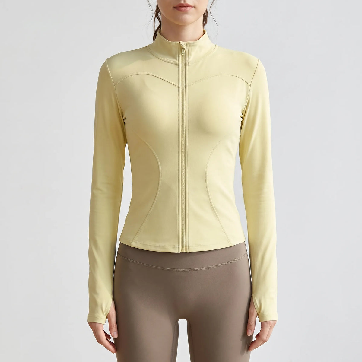 Damen-Sportjacke mit Reißverschluss, langärmlig und tailliert