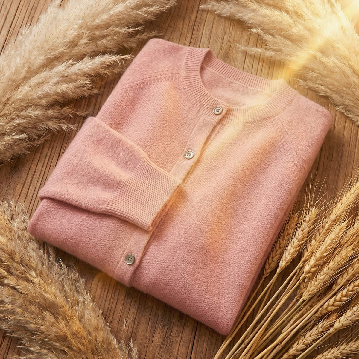 Damen-Strickjacke aus Merinowolle mit langen Ärmeln und Knopfleiste