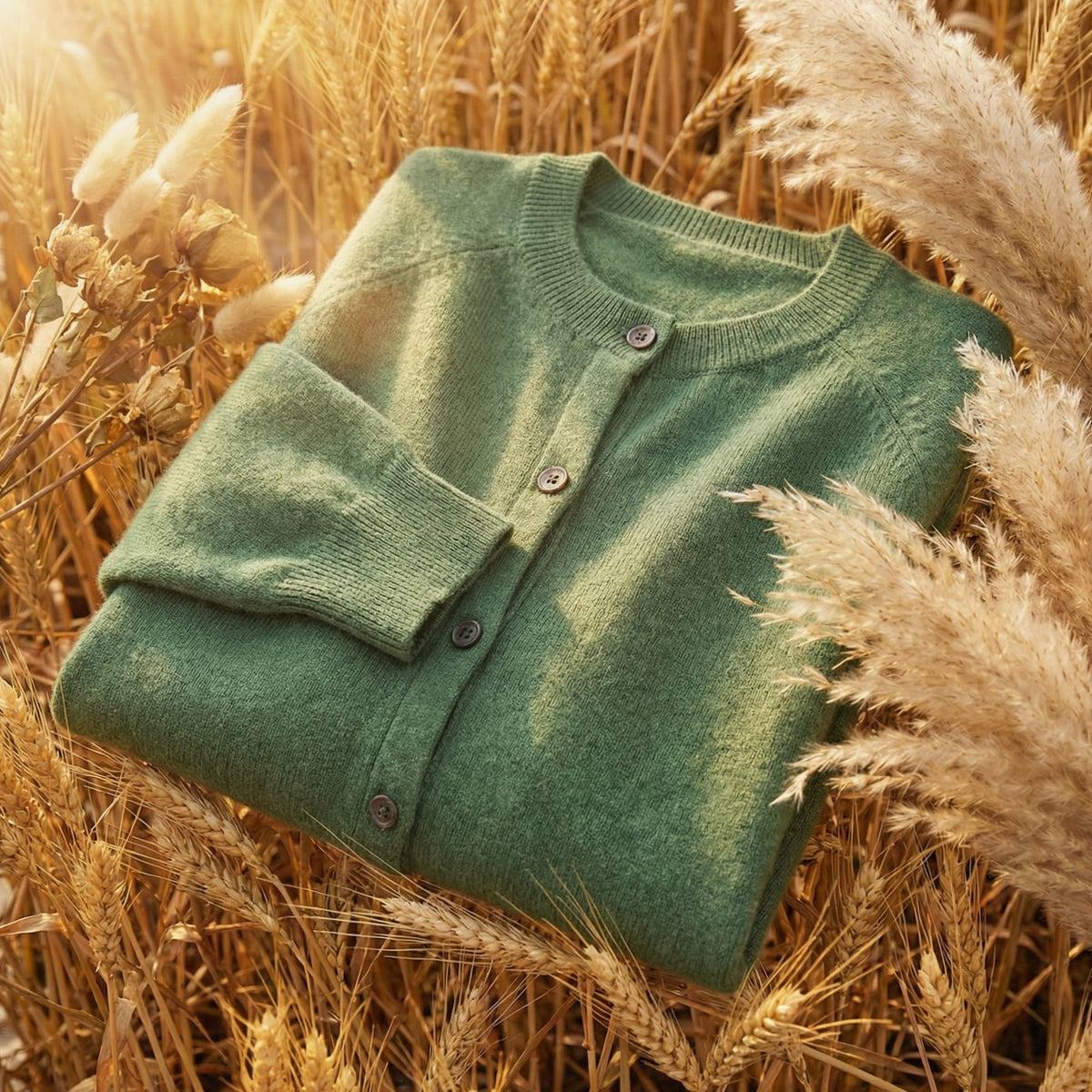 Damen-Strickjacke aus Merinowolle mit langen Ärmeln und Knopfleiste