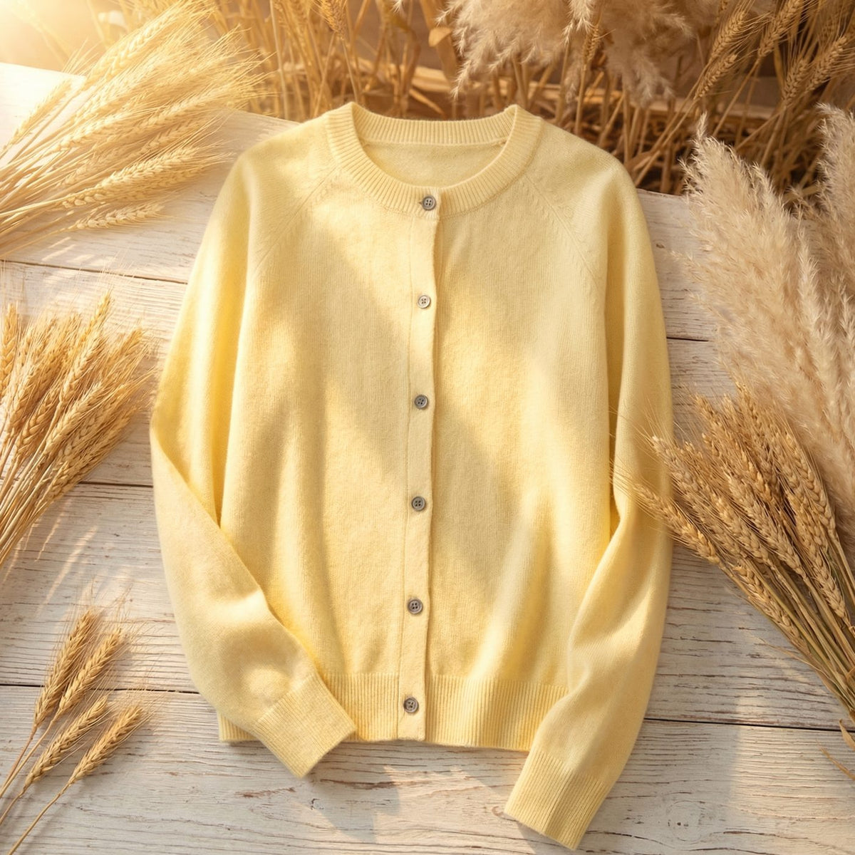 Damen-Strickjacke aus Merinowolle mit langen Ärmeln und Knopfleiste