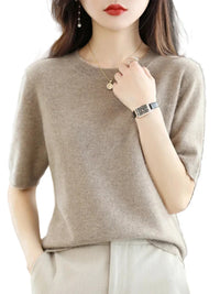 Damen-Strickpullover aus Merinowollmischung mit Rundhalsausschnitt