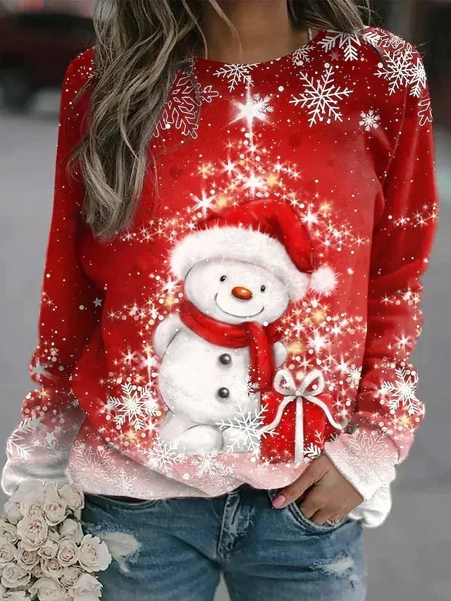 Damen-Sweatshirt mit funkelndem Weihnachtsbaum – lässiger Pullover mit Rundhalsausschnitt für den festlichen Winter