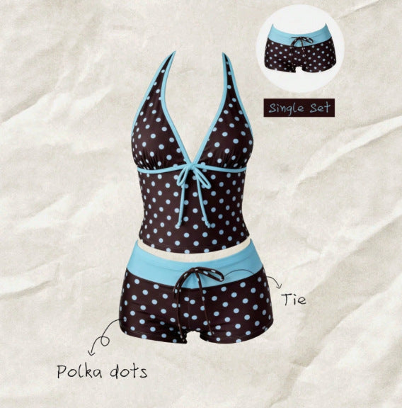 Damen-Tankini mit Polka Dots und verstellbarem Neckholder