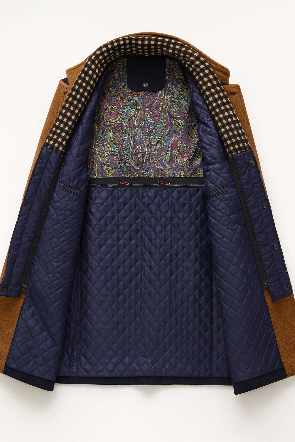 Damen-Wintermantel aus Wollmischung mit Knitterschutz – moderner gerader Schnitt im mehrfarbigen Design