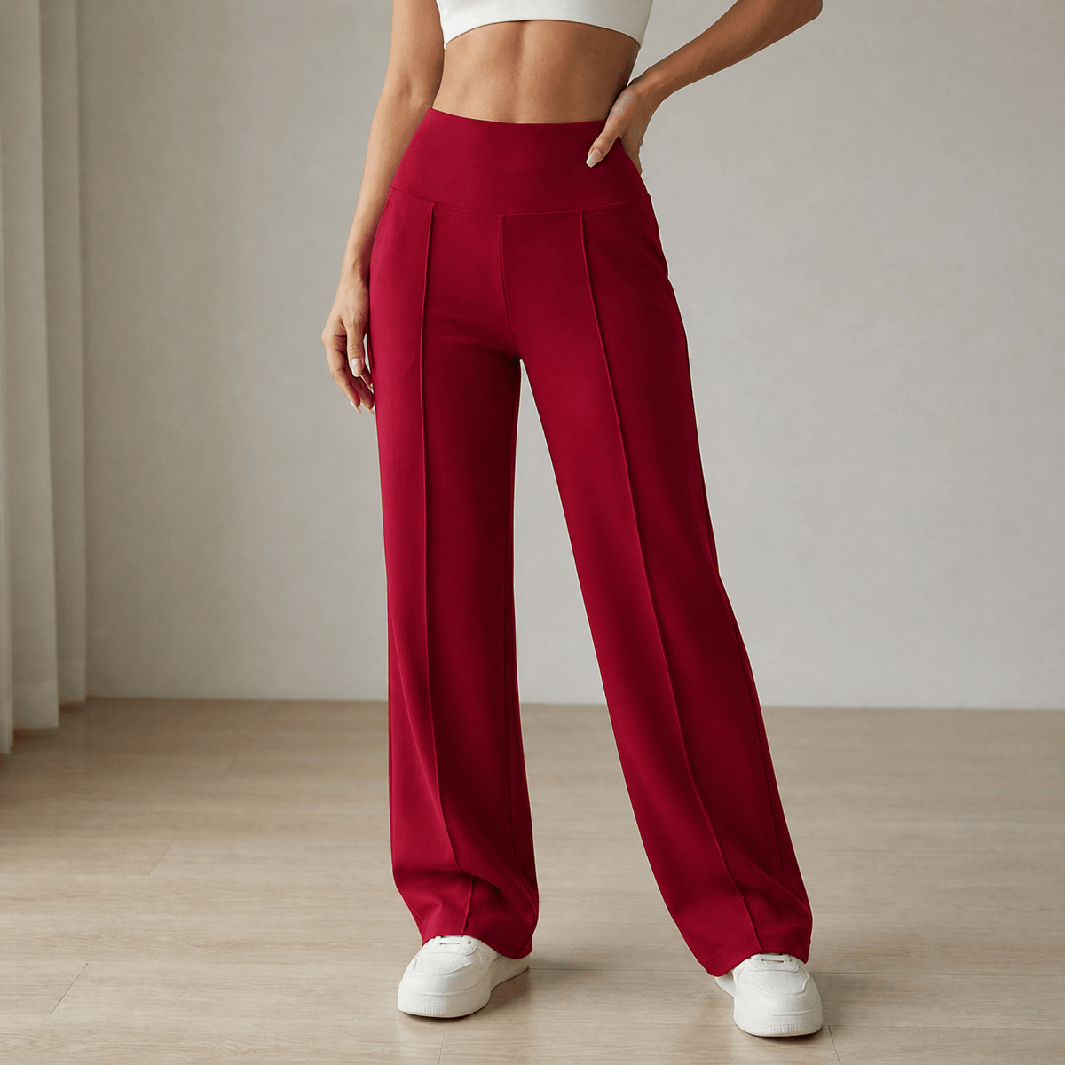 Damen-Yogahose mit weitem Bein und Crossover-Bund