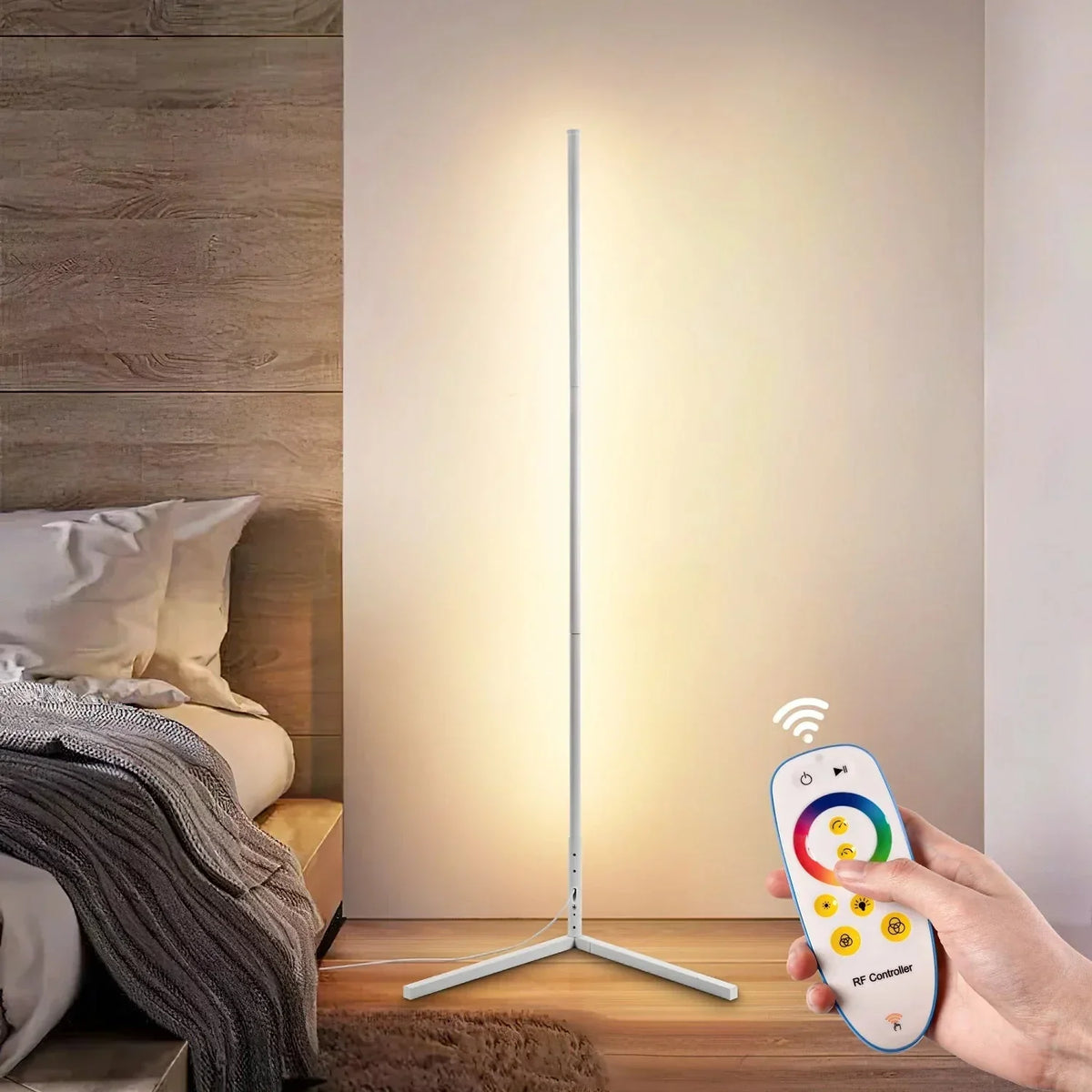 Dimmbare LED-Eckstehlampe mit Fernbedienung