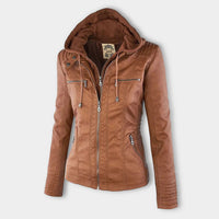 Doppelt gefütterte Lederjacke mit Kapuze – warme und stilvolle Damenjacke