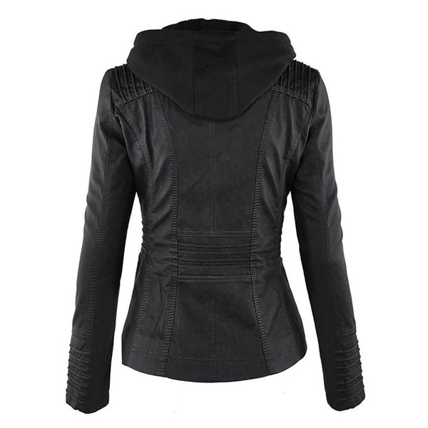 Doppelt gefütterte Lederjacke mit Kapuze – warme und stilvolle Damenjacke