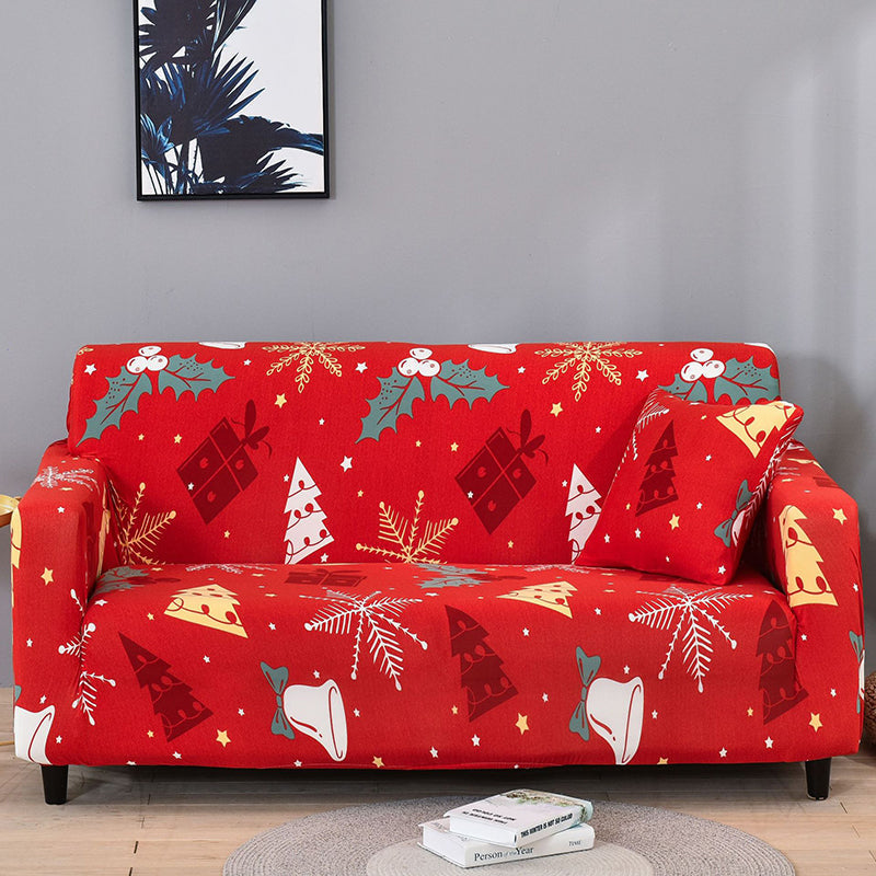 Elastischer Allround-Sofabezug mit Weihnachtsmotiv