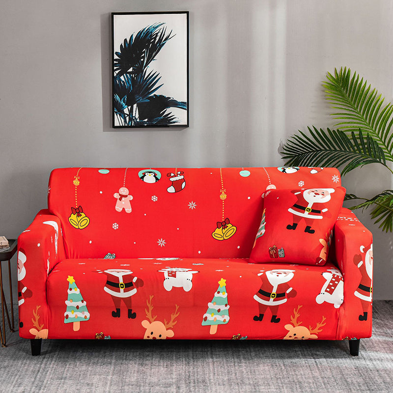 Elastischer Allround-Sofabezug mit Weihnachtsmotiv