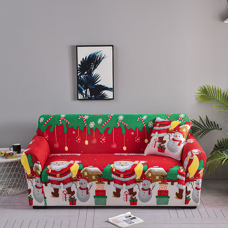 Elastischer Allround-Sofabezug mit Weihnachtsmotiv