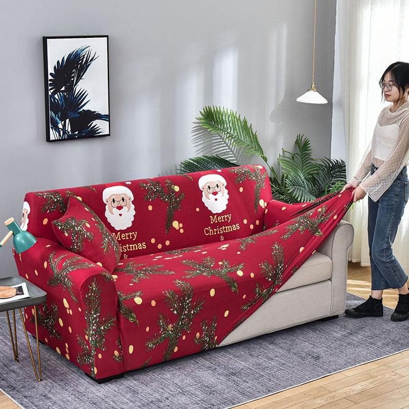 Elastischer Allround-Sofabezug mit Weihnachtsmotiv