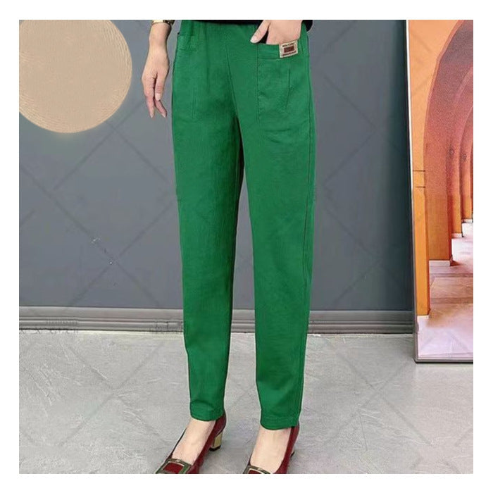 Elegante Damen-Baumwollhose – bequeme Freizeithose mit elastischem Bund