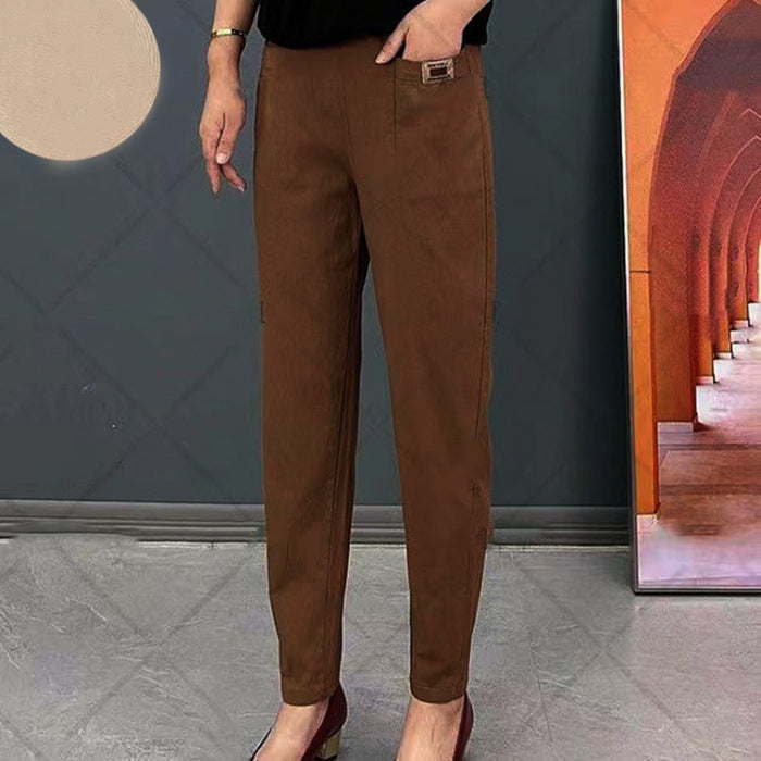 Elegante Damen-Baumwollhose – bequeme Freizeithose mit elastischem Bund
