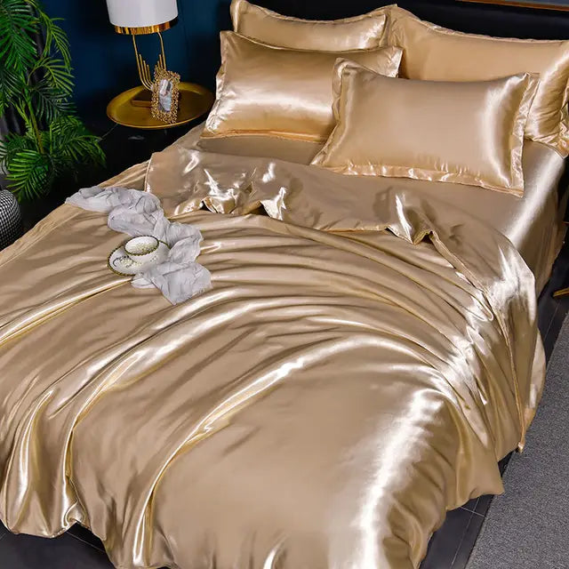 Eleganter Satin-Bettbezug, luxuriöse Bettwäsche