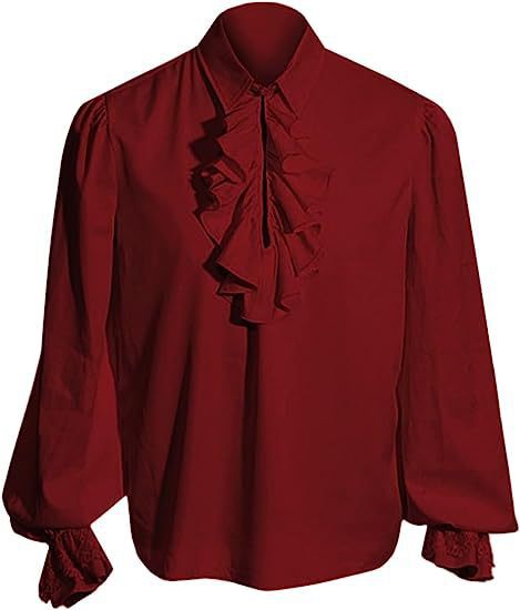 Elegantes Barock-Rüschenhemd für Herren mit Stehkragen, Rüschenbrust und Spitzenmanschetten