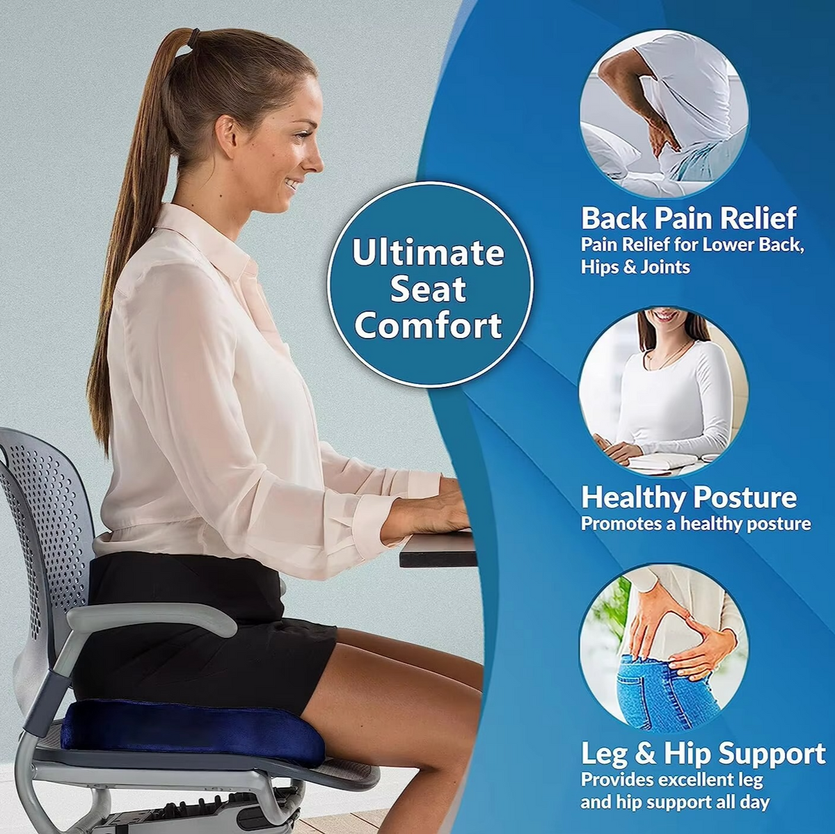 Ergonomisches Unisex-Sitzkissen aus Gel-Memory-Schaum zur Schmerzlinderung