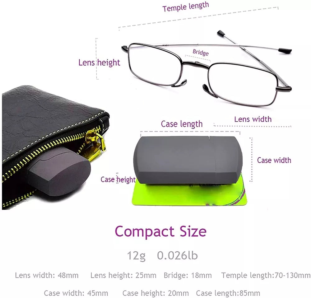 Faltbare Unisex-Lesebrille mit Etui – kompaktes Design