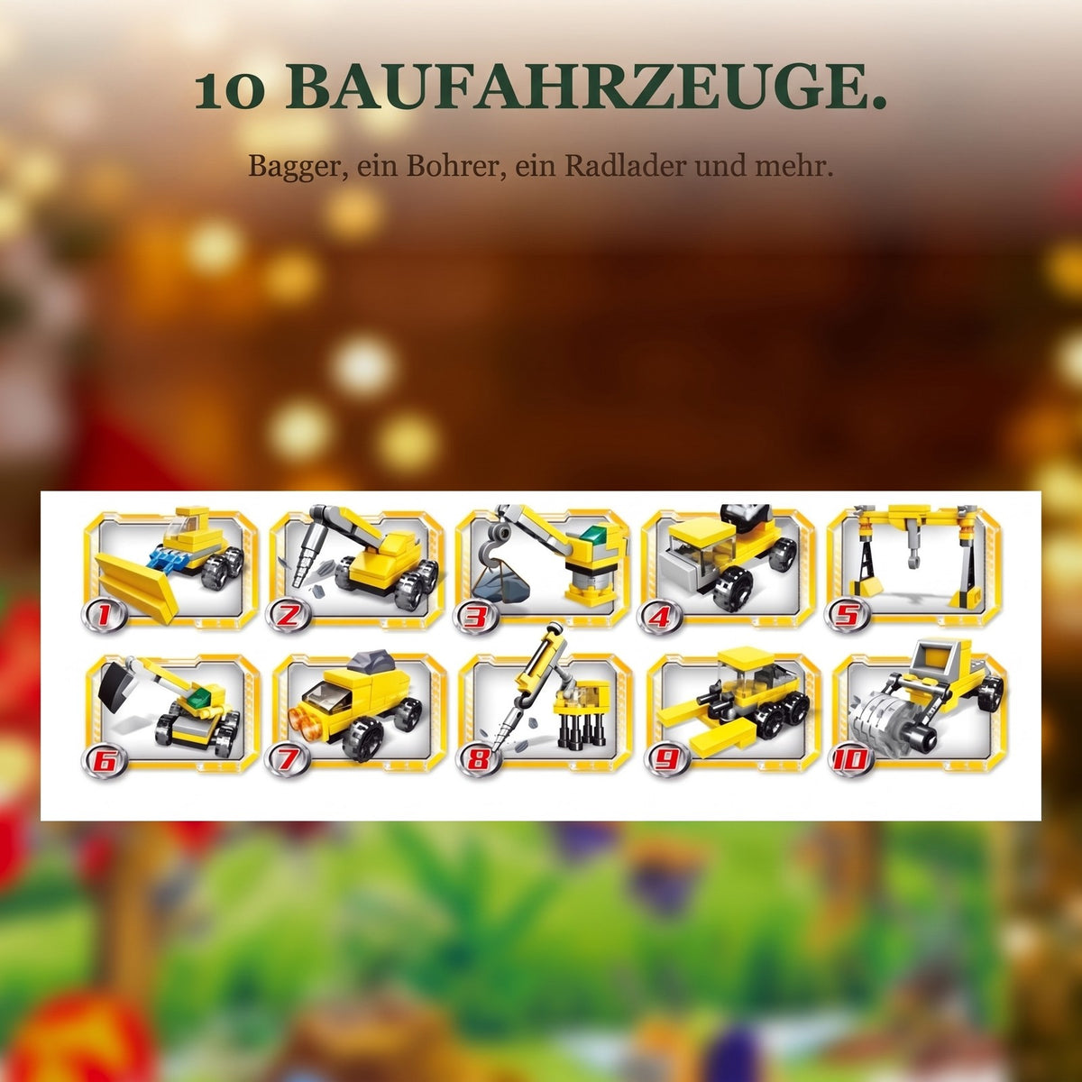 Feuerwehr- und Baufahrzeug-Adventskalender, Mini-Fahrzeuge + große Modelle
